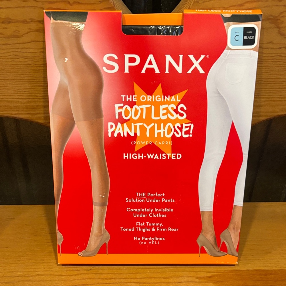 SPANX High-Waisted Footless Pantyhose in color black size C